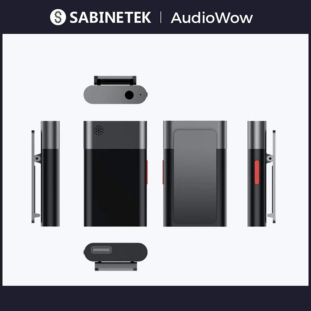 SabineTek AudioWo -Bluetooth Microphone Wireless Lapel Mic, Compact Wireless Clip -on Microphone,Bluetooth Lavalier Microphone for Smart Phone, Recording Video Vlogger, Sound Mixer,Remix Mic