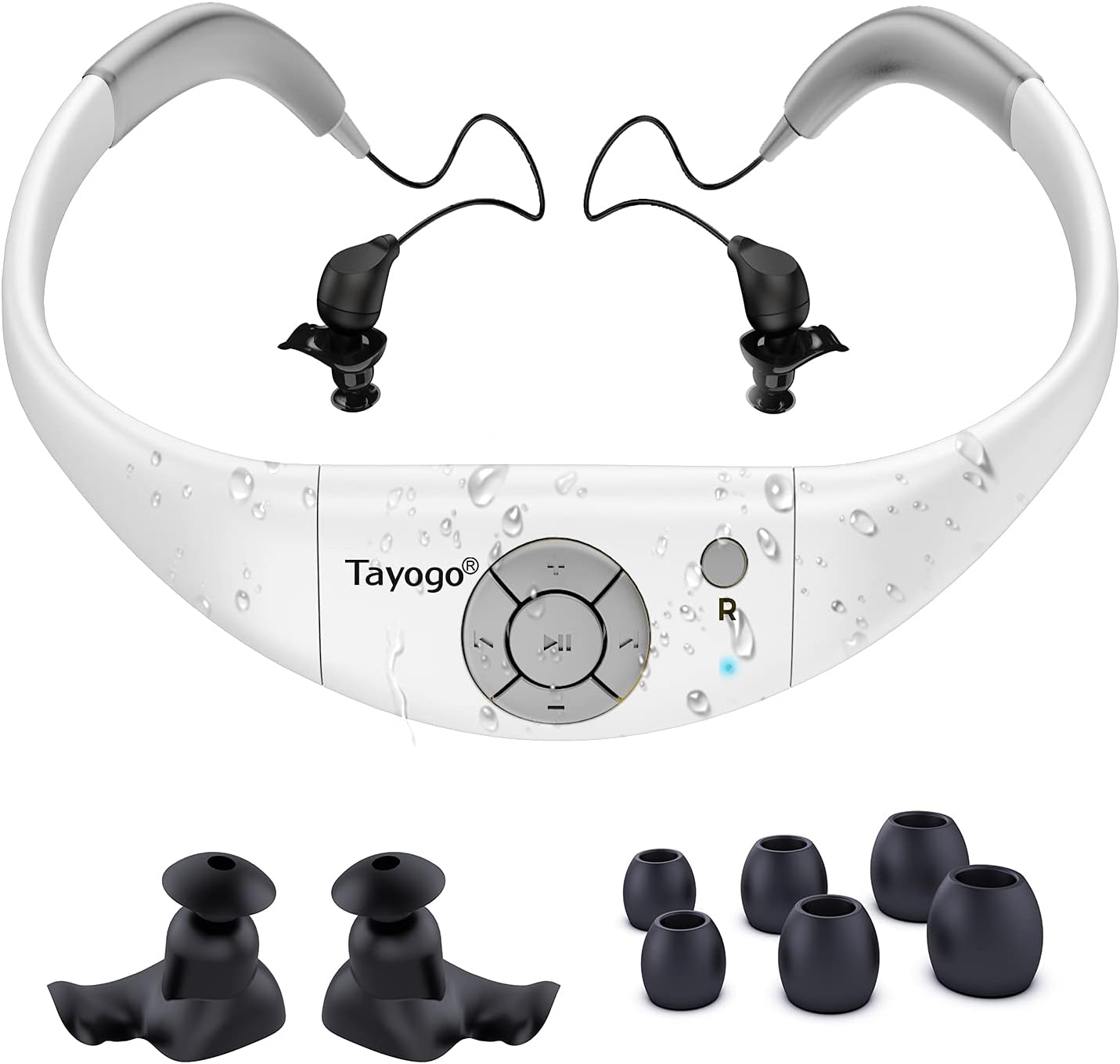 Waterproof Mp3 Player for Swimming, Tayogo IPX8 8GB Underwater Swim Headphones for Sports(4 Pairs Earplugs)-Yellow Pack of 2