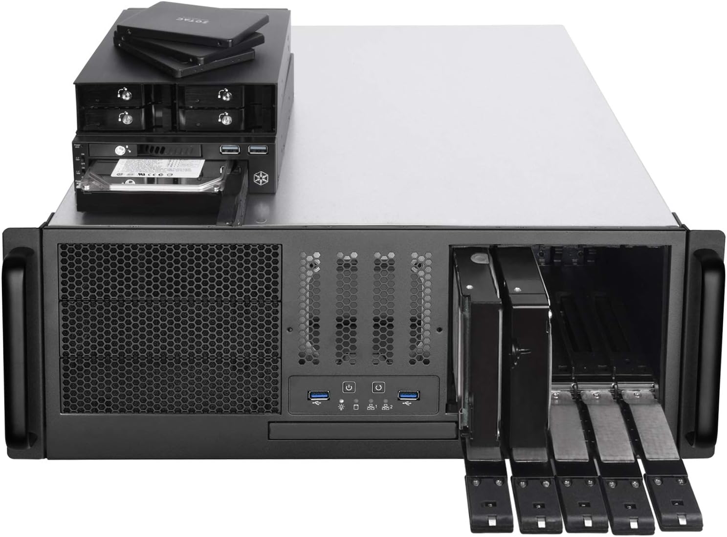 SilverStone Technology RM41-H08 4U Rackmount Server Case with 5 x 3.5 Hot-Swappable Bay and 3 x 5.25 Bays with USB 3.1 Gen 1 RM41-H08-x