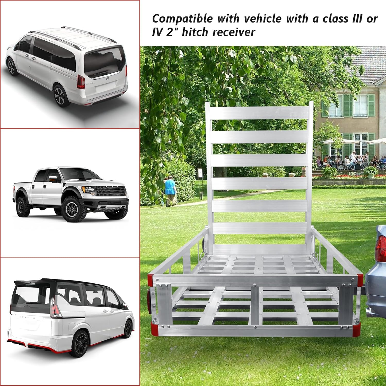 Aluminum Cargo Carrier, 50" x 29.5", 800Lbs Capacity,Hitch Cargo Carrier with Ramp Hitch Mounted Luggage Trailer Hitch Mount Mobility Scooter Wheelchair Carrier, Tow Hitch Cargo Carrier
