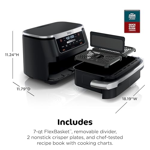 Ninja DZ201 Foodi 8 Quart 6-in-1 DualZone 2-Basket Air Fryer with 2 Independent Frying Baskets, Match Cook & Smart Finish to Roast, Broil, Dehydrate & More for Quick, Easy Meals, Grey