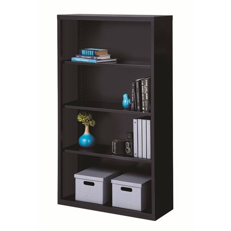 Hirsh 4 Shelf Metal Bookcase in Black