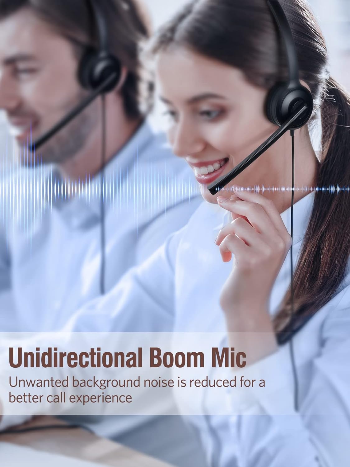 Phone Headsets with Microphone Noise Cancelling, Single-Sided USB Headset with Inline Volume Control & Mute, 2.5mm Telephone Headset for Polycom Panasonic AT&T Vtech Uniden Office Cordless Phones
