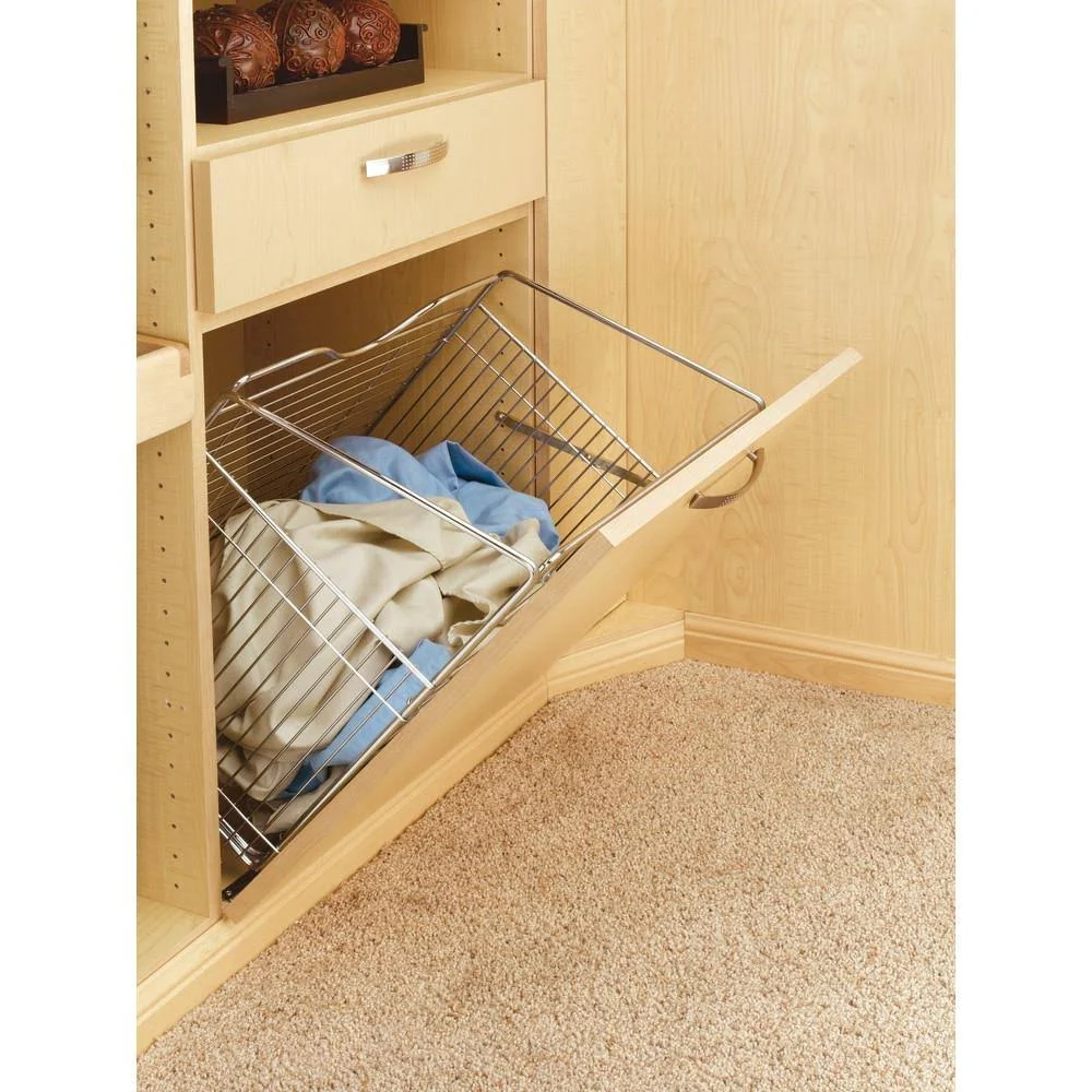 Rev-A-Shelf Tilt Out Hamper Basket, Satin Nickel