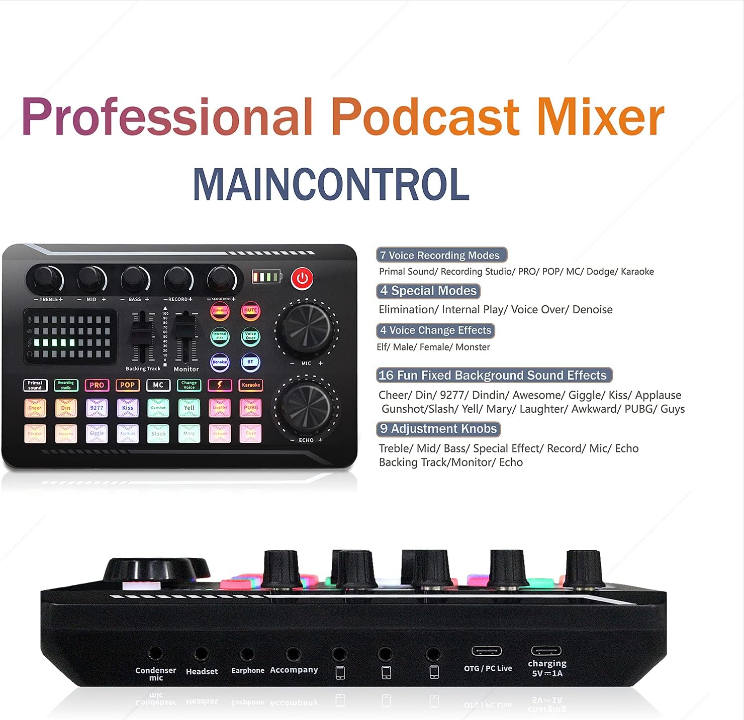 Podcast Equipment Bundle, Cardioid Pickup Podcast Microphone (120kHz/24 bit) and Professional Audio Mixer, Compatible with PC/Laptop/Smartphone, Prefect for Streaming/Podcasting/Gaming