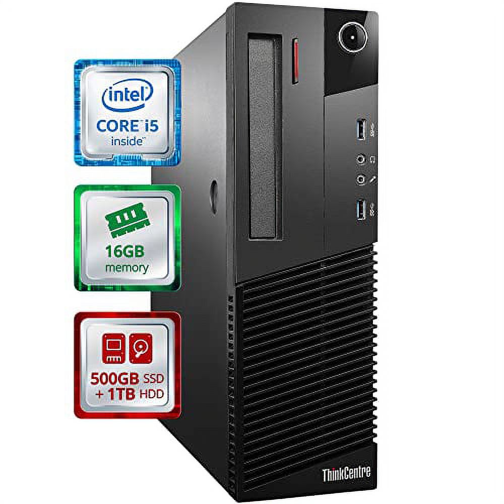 Lenovo ThinkCentre M93 Small Desktop Computer, Intel i5 3.8GHz, 16GB RAM, 500GB SSD + 1TB HDD, WiFi, Bluetooth, Windows 10 Pro