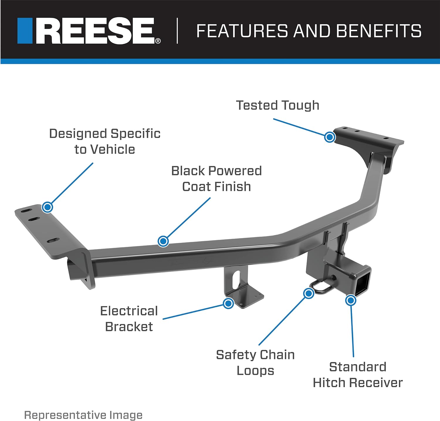 Reese 84540 Class 3 Trailer Hitch, 2 Inch Receiver, Black, Compatible with 2016-2021 Lexus RX450h, 2016-2022 Lexus RX350