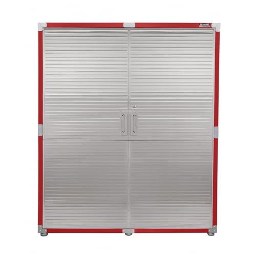 Seville Classics UltraHD Solid Steel Lockable Metal Storage Cabinet Locker Organizer, w/Adjustable Shelves for Garage, Warehouse, Office, Classroom, Granite, 48" W x 24" D x 72" H