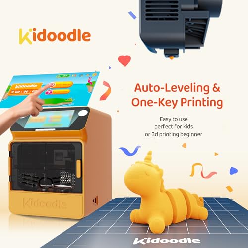 Kidoodle Mini 3D Printer for Kids & Beginners, 600mm/s High Speed Printing, Auto-Leveling/Child-Safe Design/5" Touch Screen, Pre-Assembled with Wi-Fi/App Control, Easy Setup for Home/School
