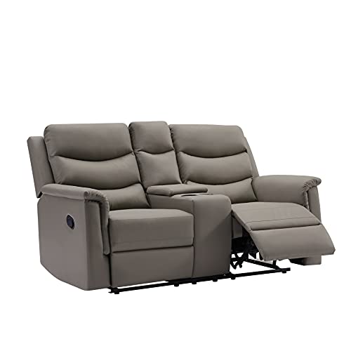 67" RV Loveseat Recliner Double Recliner Sofa,Home Theater Seating,Motion Sofa W/ 2 Cup-Holder & Storage,Easy to Assemble,Livingroom Furniture for Home Theater Game Small Room Seating,Gray