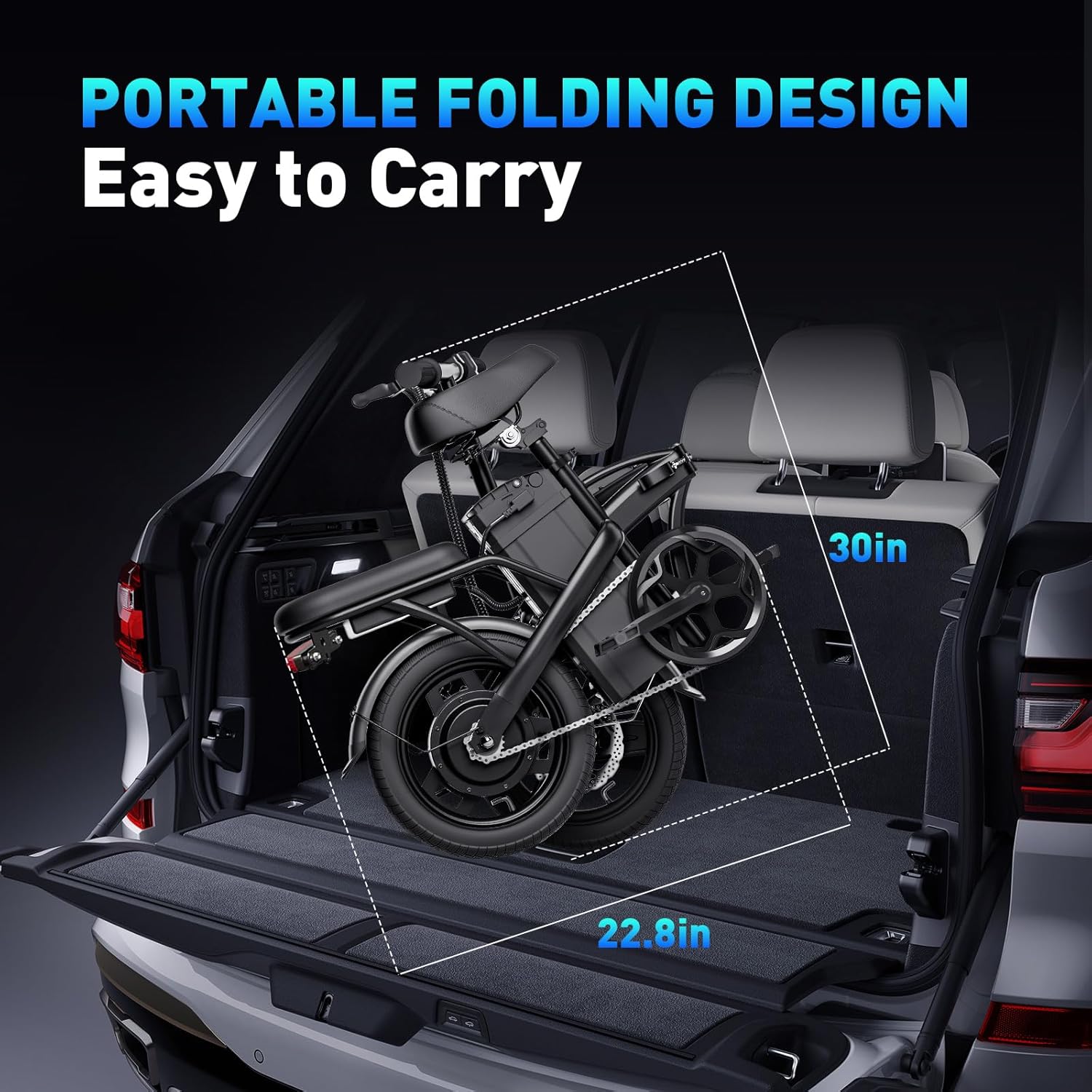 RANHOT Folding Electric Bike for Adult, Powerful 750W Brushless Motor Folding Ebike, 20MPH Top Speed UP to 65 Miles, 14" Adult Electric Bicycle with 48V 13AH Removable Battery for City Commuter