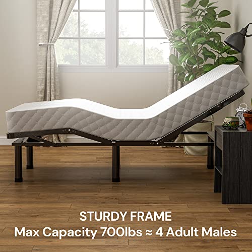 SunsGrove Twin XL Adjustable Bed Frame with Head and Foot Incline, Electric Bed Frame Base, Adjustable Leg Heights, Wired Remote