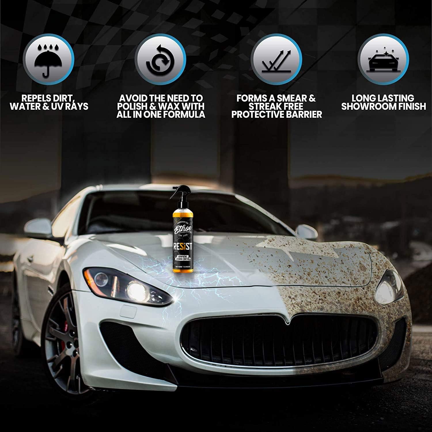 Ethos Resist - UV Ceramic Coating for Cars - Reduces Water Spotting - Enhances Coatings - Graphene Ceramic Coating Protection for Car, Boat, RV, Truck