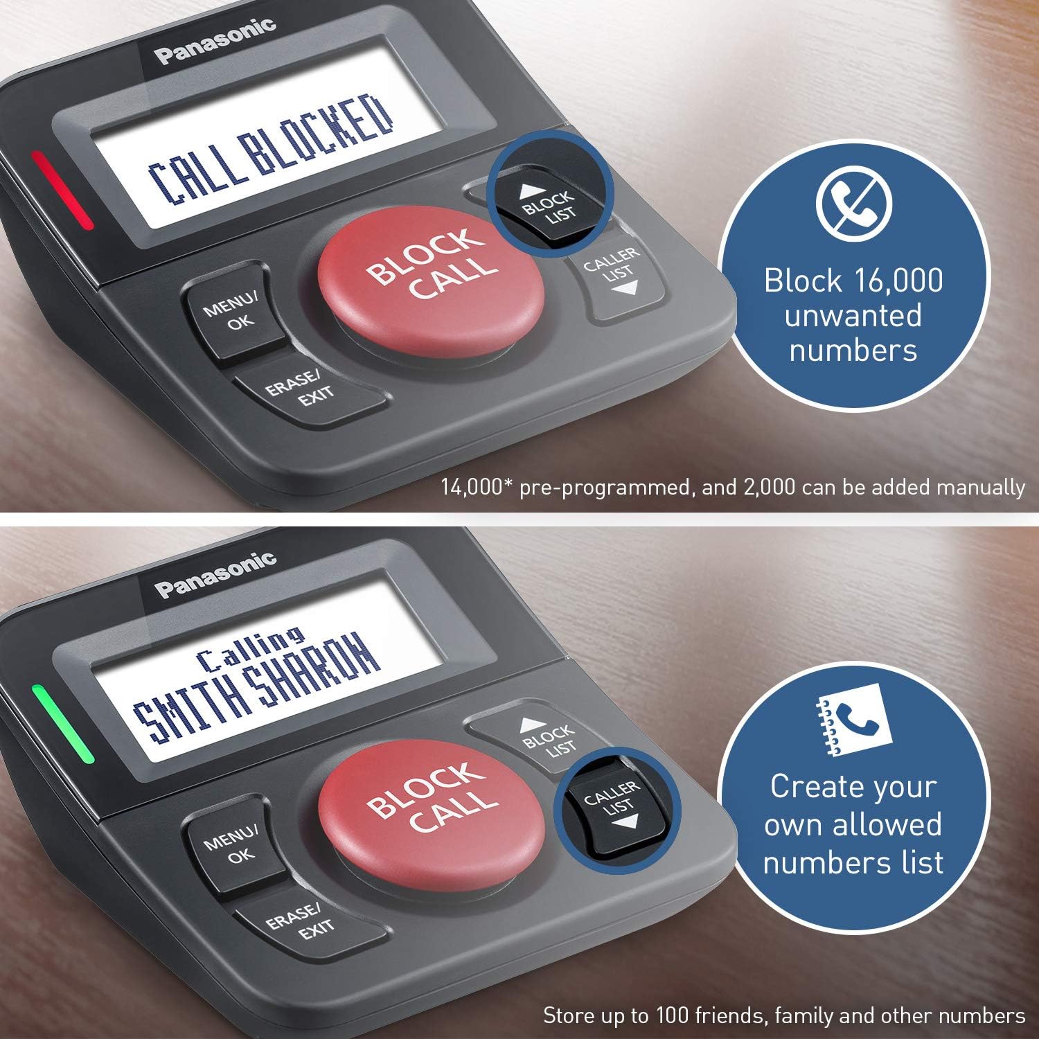 Panasonic Call Blocker for Landline Phones | Home Phone Auto Call Block KX-TGA710B