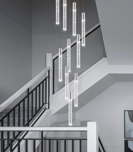 32-Lights Large Chandeliers for Entryway Modern Crystal High Ceiling Pendant Lights for Living Room Foyer Chandelier Gold Lighting Fixture with Remote Dimmable Light