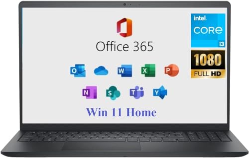 DELL 2024 Inspiron 15 3520 Slim Laptop, 15.6" FHD LED Display, with Microsoft Office 365, Intel Core i3-1115G4 up to 4.1GHz, 8GB RAM, 256GB SSD, Windows 11 Home, HDMI, Webcam, Black (Latest Model)