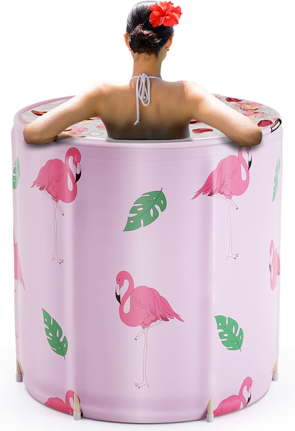 Portable Bathtub for adults, DAILYLIFE Japanese Soaking Bath Tub for Shower Stall, Foldable Bathtub with Thermal Foam, Freestanding, Folding & Soaking Spa Bath Tub with Pillow for Small Space(Dolphin)