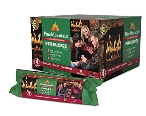 Pine Mountain Traditional 4-Hour Firelog, 6 Logs Long Burning Firelog for Campfi