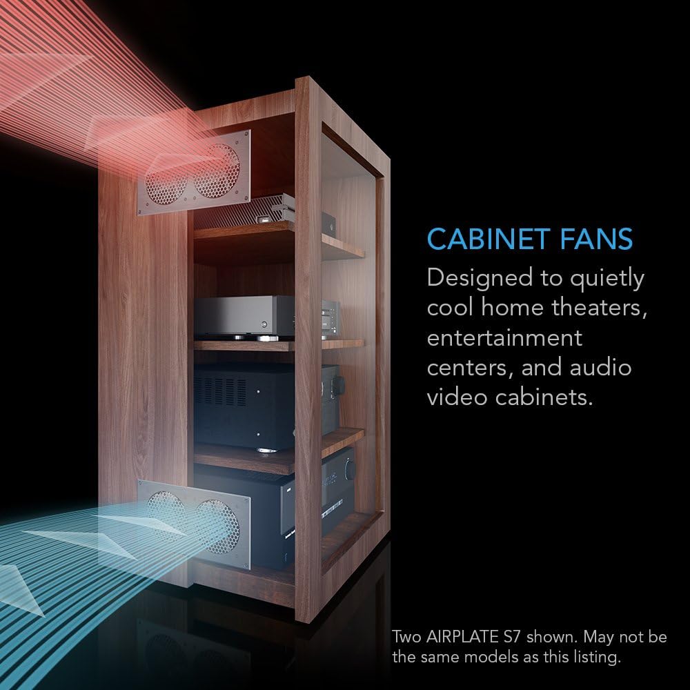 AC Infinity AIRPLATE S3, Quiet Cooling Fan System 6 with Speed Control, for Home Theater AV Cabinets