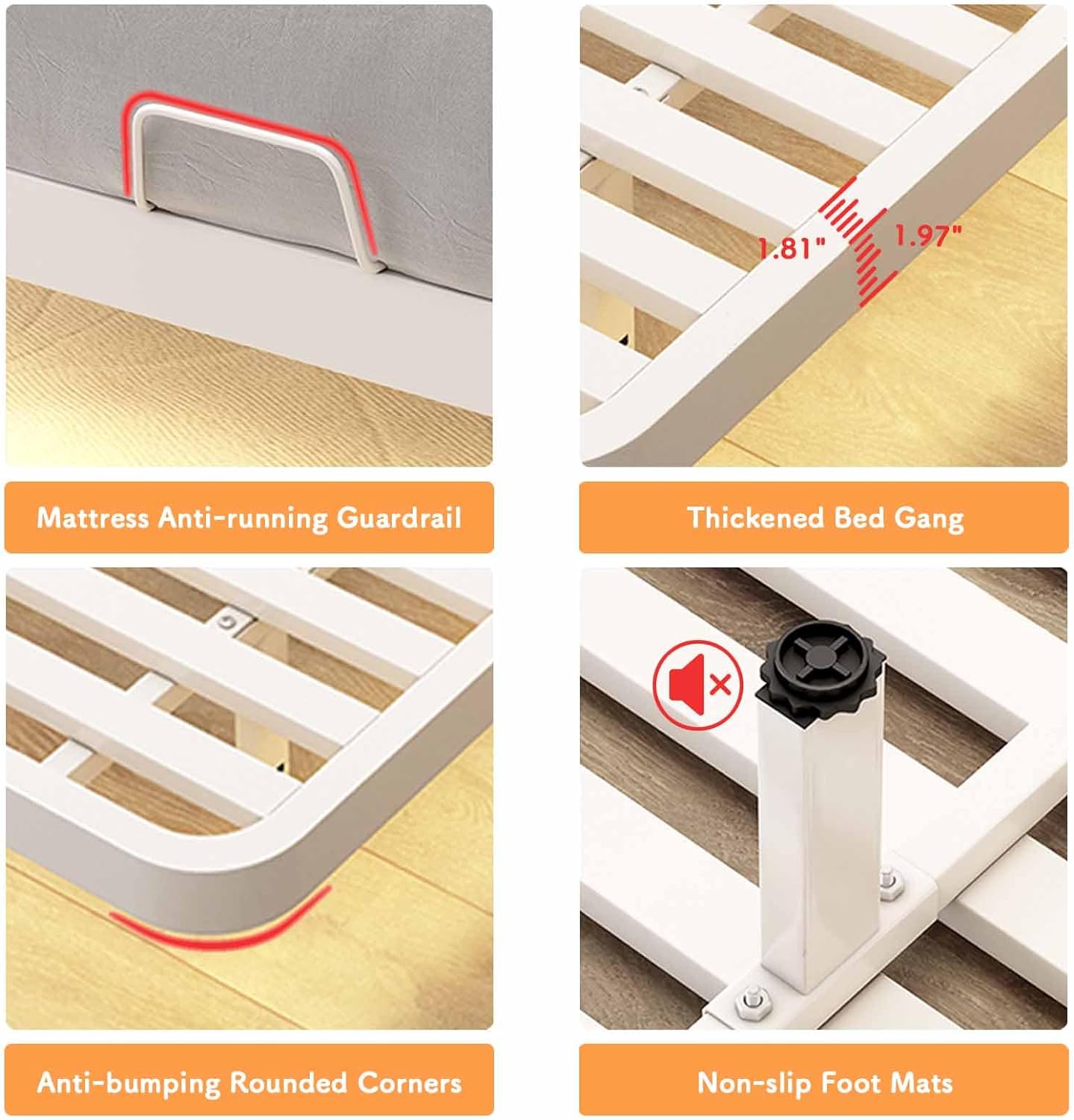 YINCHEN Floating Metal Bed Frame - Twin Size Modern Platform with Smart LED Lights, Heavy Duty Bed Mattress Foundation, No Box Spring Needed, Warm White
