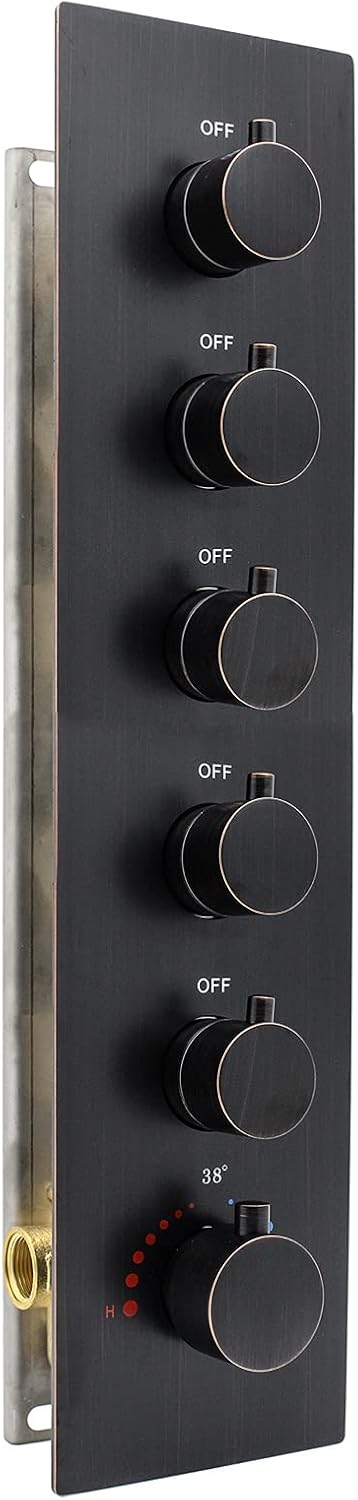 (Use All Options Once) 3-way Shower Brass Thermostatic Valve, HOMEDEC Shower Diverter Flow Control Valve for Shower System (Concealed Vertical installation, Chrome)