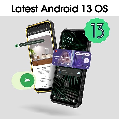 Ulefone Unlocked Rugged Phones, Armor X13 (12+64GB), 50MP Rear Camera, 24MP Night Vision Camera, Android 13 OS Rugged Smartphone, 6.52” Screen, 6320mAh, NFC, GPS, Dual 4G Mobile Phone- Black