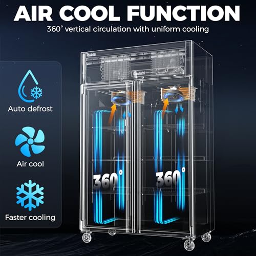 Dual Temp Commercial Refrigerator Upright 72" W, 54 Cu.ft Reach in Commercial Refrigerator and Freezer Combo for Restaurant, Kitchen, Garage, Food Truck, School, Church