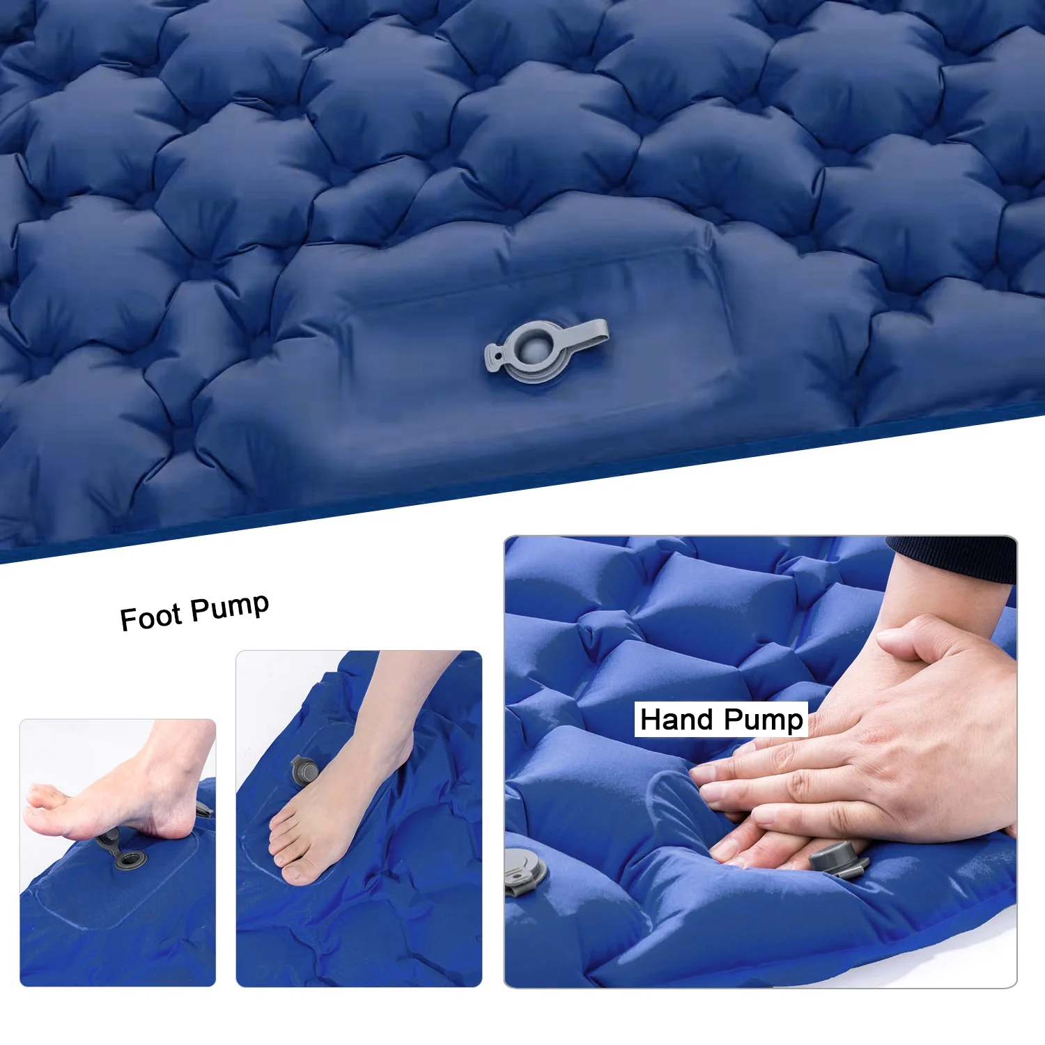 Carevas 2 Person Camping Mat with Air Pillow Portable Air Mattress Waterproof Backpacking Sleeping Pad