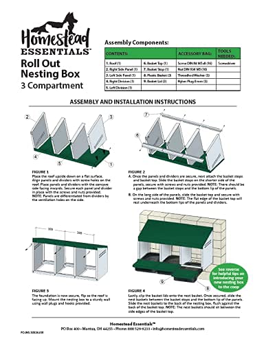 3 Compartment Roll Out Nesting Box for Chickens | Heavy Duty Chicken Coop Nesting Box with Lid Cover to Protect Eggs (with Perch) | for Up to 15 Hens