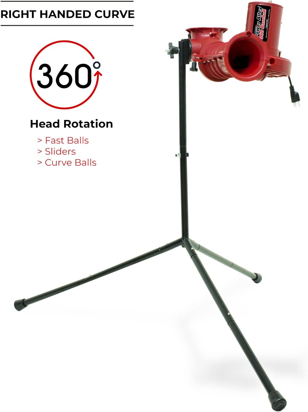 Heater Power Alley Lite 360 Baseball Pitching Machine, Pitches Lite Balls 40-80 MPH, Fastballs, Sliders, & Curves, Lightweight Batting Pitching and Field Training for Athletes