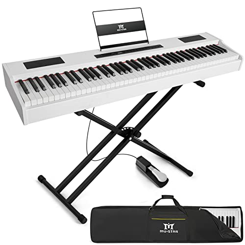 MUSTAR Digital Piano 88 Key Weighted Keyboard Hammer Action, MDP-1200 Weighted Keyboard with Stand, Full Size Electric Piano Keyboard 88 Keys with for Beginners, Portable Case, Sustain Pedal, Black