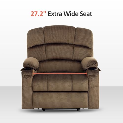 MCombo Large Dual Motor Power Lift Recliner Chair for Elderly, Massage and Heat, Lay Flat, Zero Gravity, Home Button, USB Port, Fabric 7680 (Large, Beige)