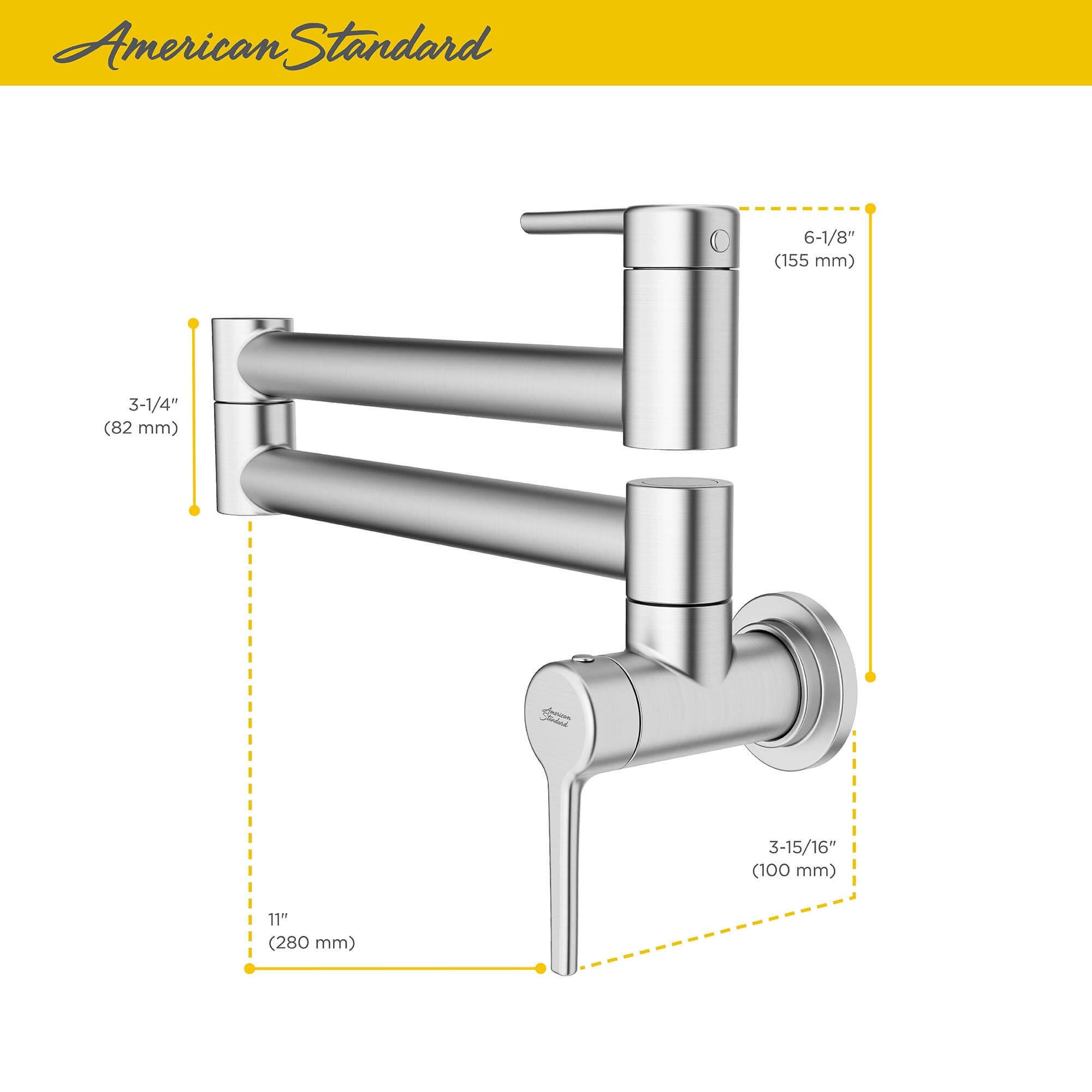 American Standard 4803900.075 Studio S Pot Filler, Stainless Steel