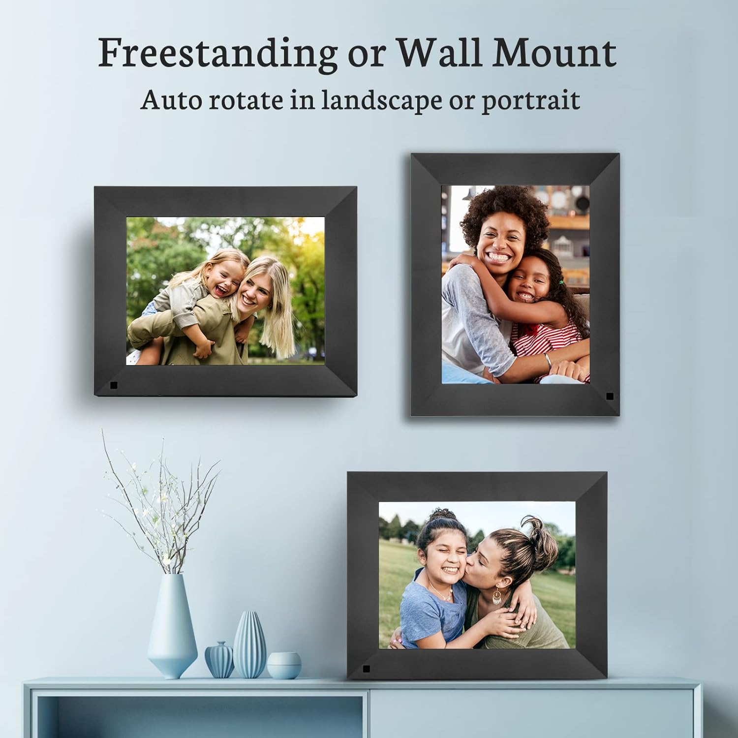 BSIMB Digital Picture Frame IPS Display, Wall-Mountable Electric Photo Frame with Remote Control, Place in Landscape&Portrait, Gift for Mother's Day