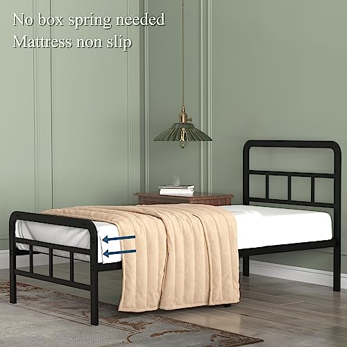 14 inch California King Bed Frames with Headboard and Footboard, Heavy Duty Metal Platform with Steel Slat Support, No Box Spring Needed, Easy Assembly, Black