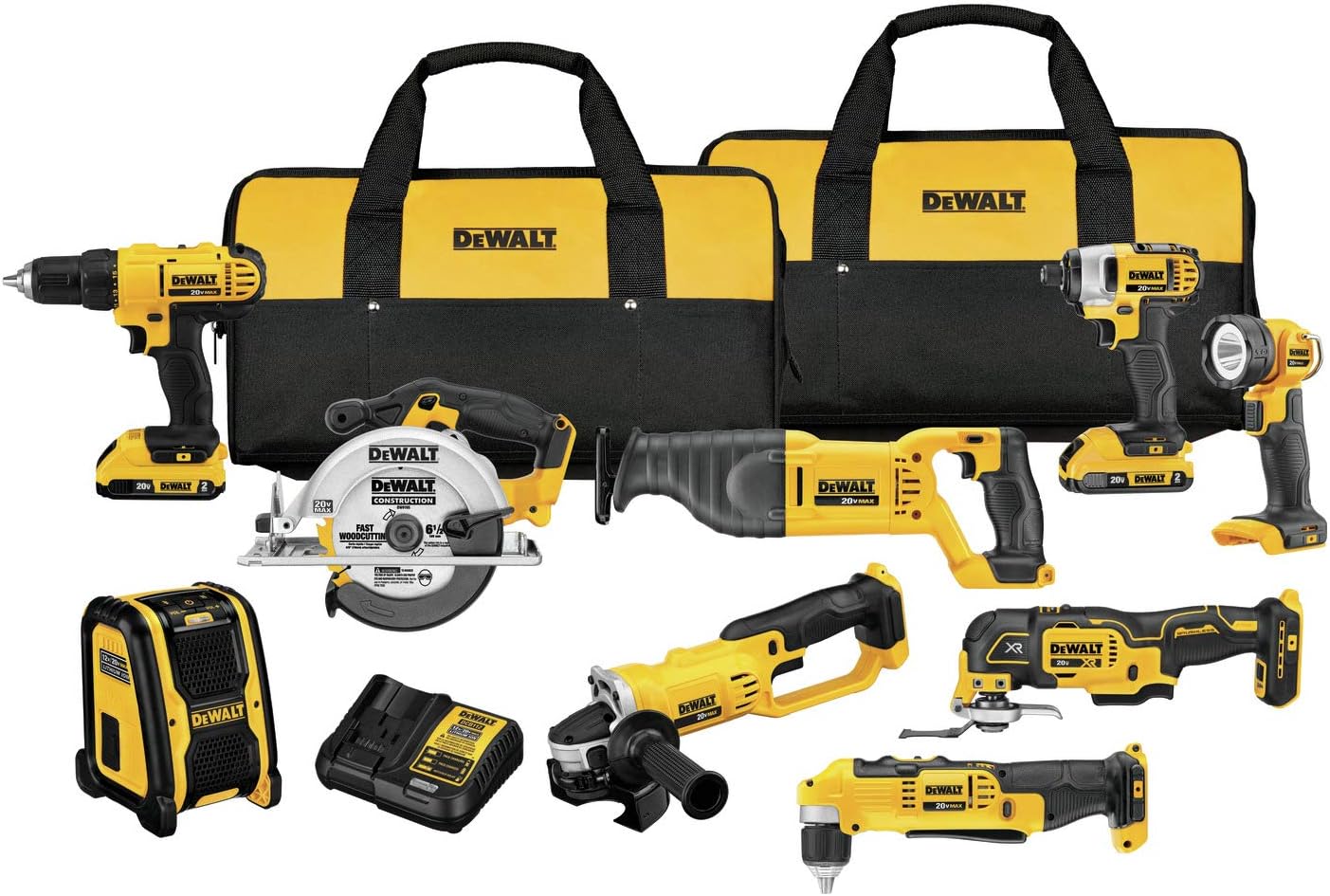 DEWALT 20V Max Cordless Drill Combo Kit, 10-Tool (DCK1020D2)