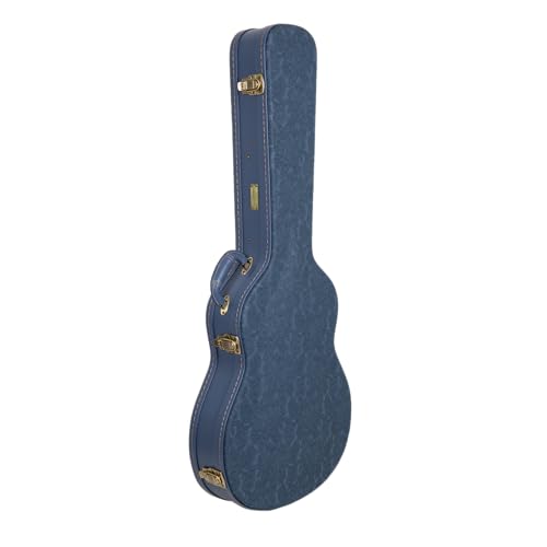 Crossrock Relief Series 335 Guitar Case for ES-335 & Semi-Hollow Electric Guitars | Carved Smoke Blue Finish, Monochrome Blue Velvet Interior, Lock – Premium Wooden Hardshell