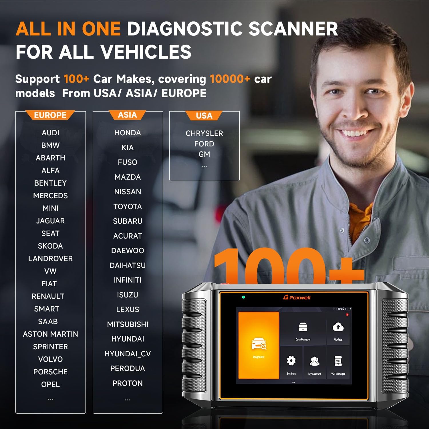 2024 Newest FOXWELL Scanner NT726 Automotive Scan Tool, All System Car Diagnostic Scanner with 12+ Service Resets, FOXWELL OBD2 Scanner for All Vehicles, Accurate and Professional Car Code Scanner