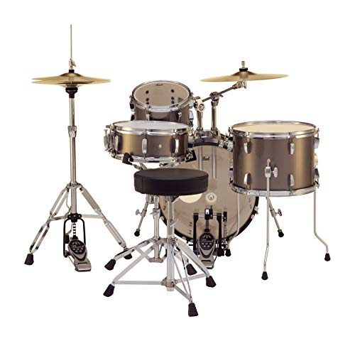 Pearl Roadshow Drum Set 4-Piece Complete Kit with Cymbals and Stands, Charcoal Metallic (RS584C/C706)