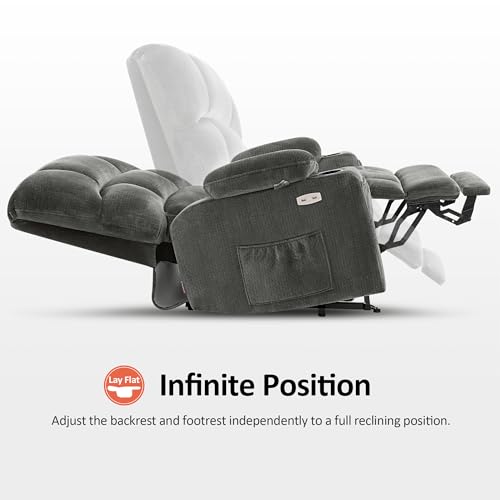 MCombo Large Dual Motor Power Lift Recliner Chair for Elderly, Massage and Heat, Lay Flat, Zero Gravity, Home Button, USB Port, Fabric 7680 (Large, Beige)