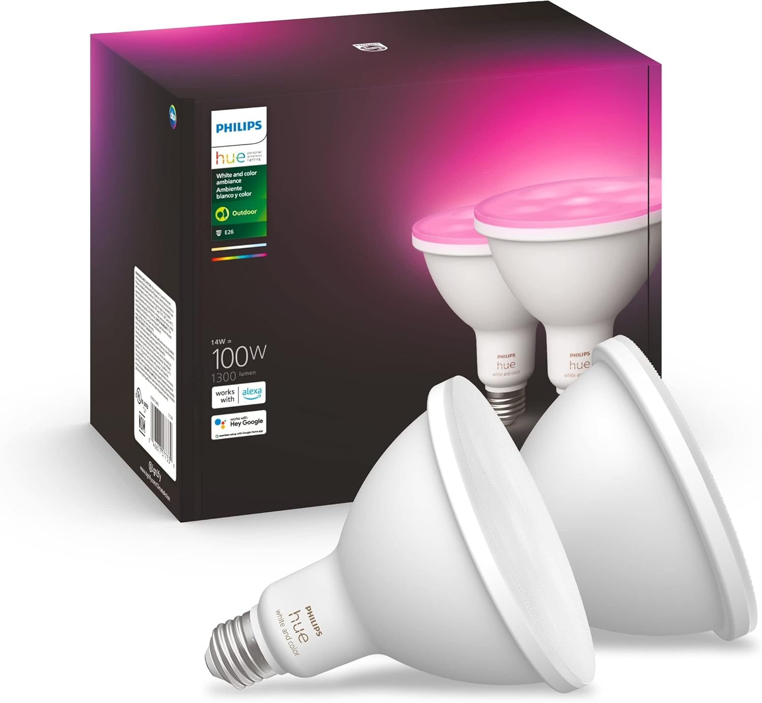 Philips Hue Smart 100W PAR38 LED Bulb & Bridge - Unlock The Full Potential of Hue - Multi-Room and Out-of-Home Control - Create Automations and Zones
