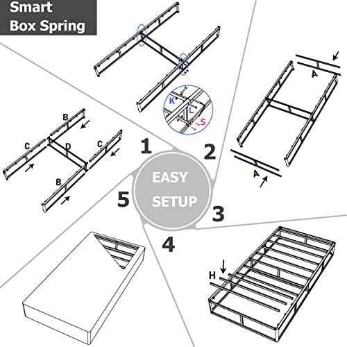 7 Inch Box Spring for Full Bed,High Profile Strong Metal Frame Mattress Foundation, Quiet Noise-Free,Easy Assembly, 3000lbs Max Weight Capacity