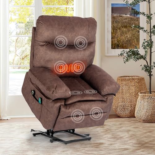 Modern Flannel Electric Power Lift Chair, Recliner Massage Chair, Adjustable Furniture for Back, Legs w/ 3 Positions, USB Port, Heat
