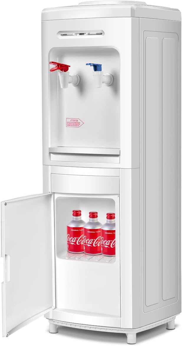 Casart Top Loading Water Cooler Dispenser 5 Gallon with Storage Cabinet,Normal Temperature and Hot Water Bottle Load Electric for Home Office,Living Room Electric Water Dispenser