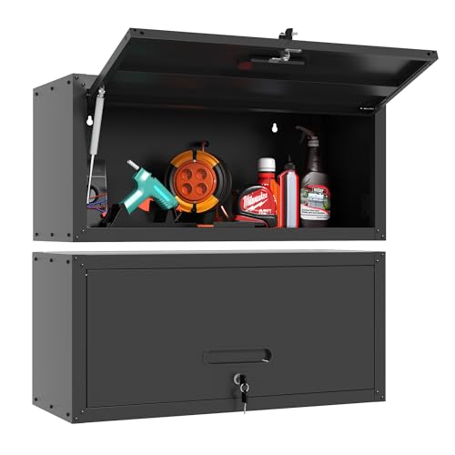 Metal Storage Cabinet with Wheels, Lockable Garage Cabinet with Doors and Shelves, Rolling Tool Storage, Assembly Required, Black