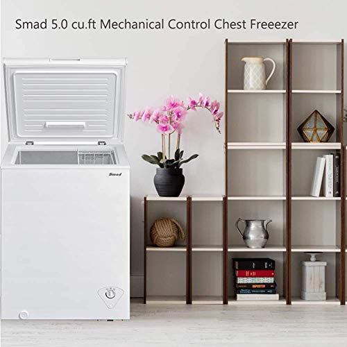 Smad Chest Freezer 10 Cu.Ft with 3 Removable Basket and Lock, Large Deep Freezer Low Noise, Perfect for Home, Kitchen, Garage and Basement, White