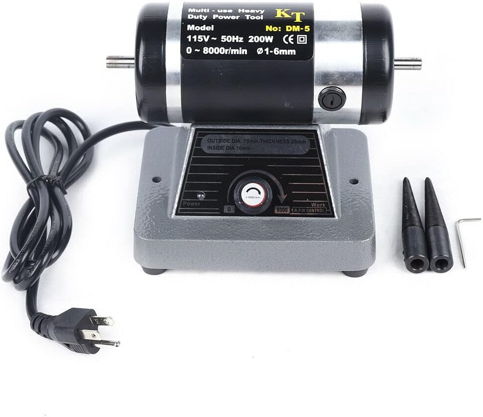 200W Electric Polisher Polishing Machine, Benchtop Buffer Polishing Machine Lathe Bench Polishing Grinder Jewelry 8000RPM Variable Speed for Metal Silver Jewelry Jade