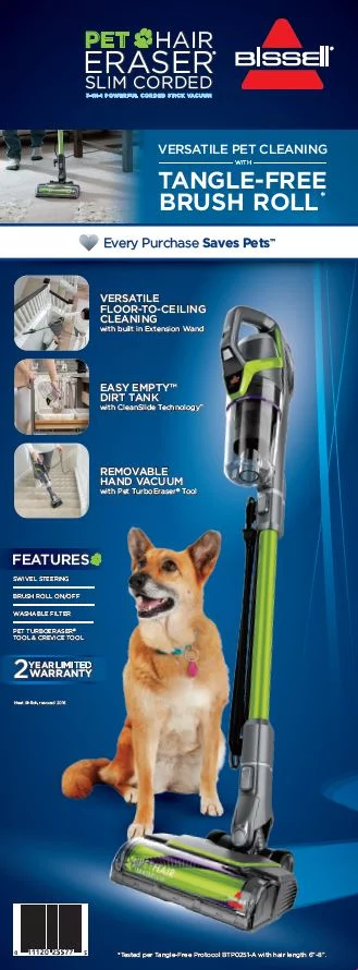 BISSELL Pet Hair Eraser Slim Corded Vacuum Cleaner 2897