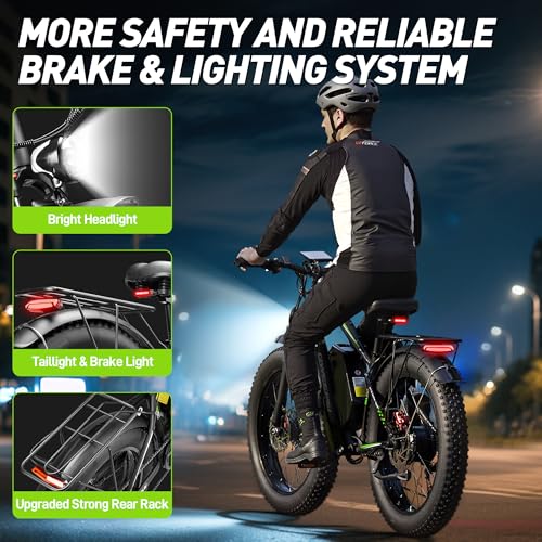Peak 5000W 52V Dual Motor Ebike 40-47MPH 24 Inch Electric Bike for Adults 32AH Battery 100 Miles Long Range with Hydraulic Disc Brake Rear Bag Electric Bicycles Fat Tire E Bike for All Terrain