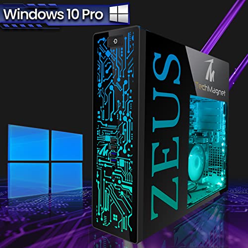 TechMagnet Gaming Desktop PC, Intel i5 4th Gen, Zeus Pro 4, GT 1030 2GB DDR5, 8GB RAM ARGB, 1TB SSD + 4TB HDD, MTG 24 Inch Curved Gaming Monitor, RGB Kit, Windows 11 Pro (Renewed)